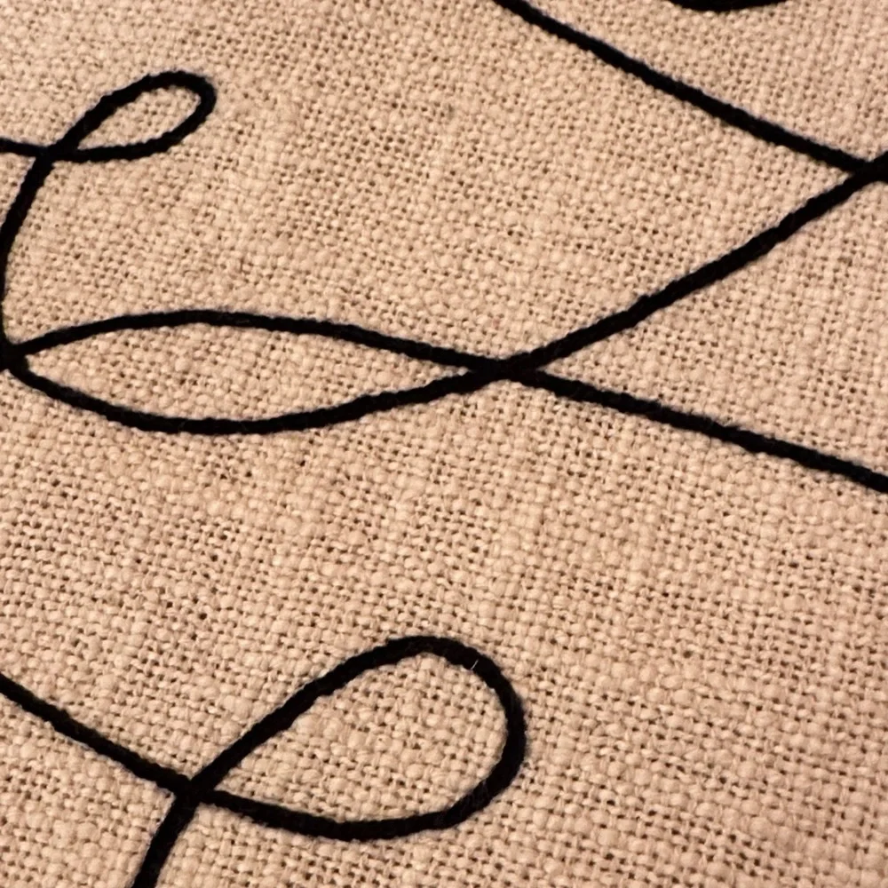 Rachel Zoe Cream and Black Table Runner with tassels.